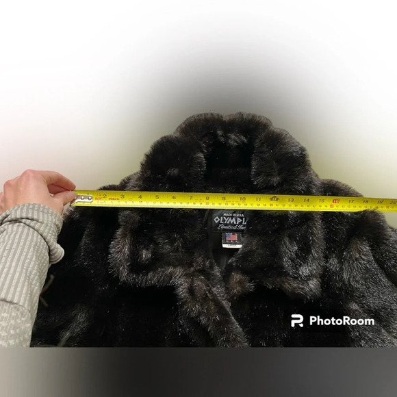 VINTAGE Dark Brown/Black Olympia Faux Fur  Jacket Size Large - Picture 13 of 16